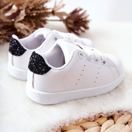 Sneakers per bambini bianche e nere lucide bianco 2