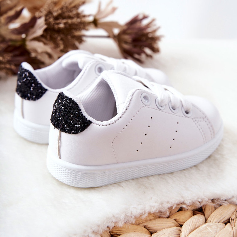 Sneakers per bambini bianche e nere lucide bianca 2