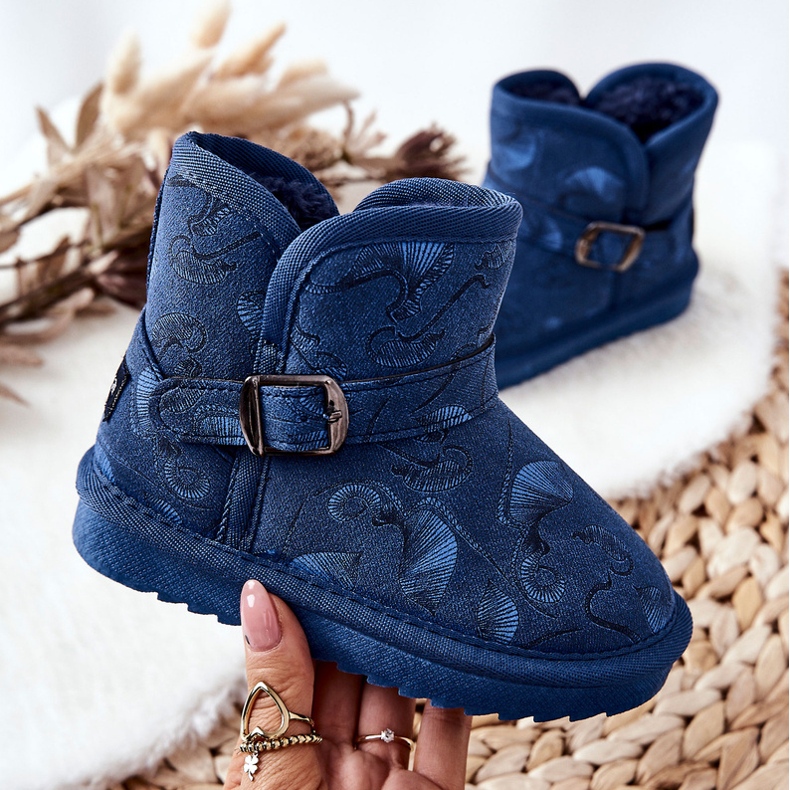 Stivali Da Neve Per Bambini Con Pelliccia Blu Navy Kawai 1