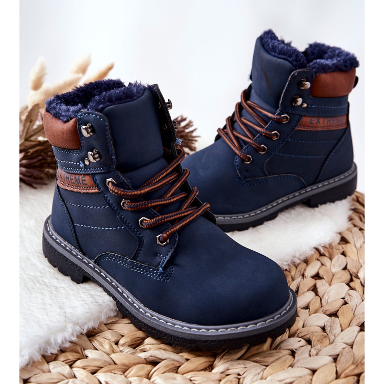 PA1 Bambini Warm Trappers Navy Blue Graves marrone blu navy 2