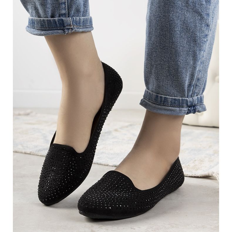 Ballerine nere adornate con zirconi Harriette nero 1