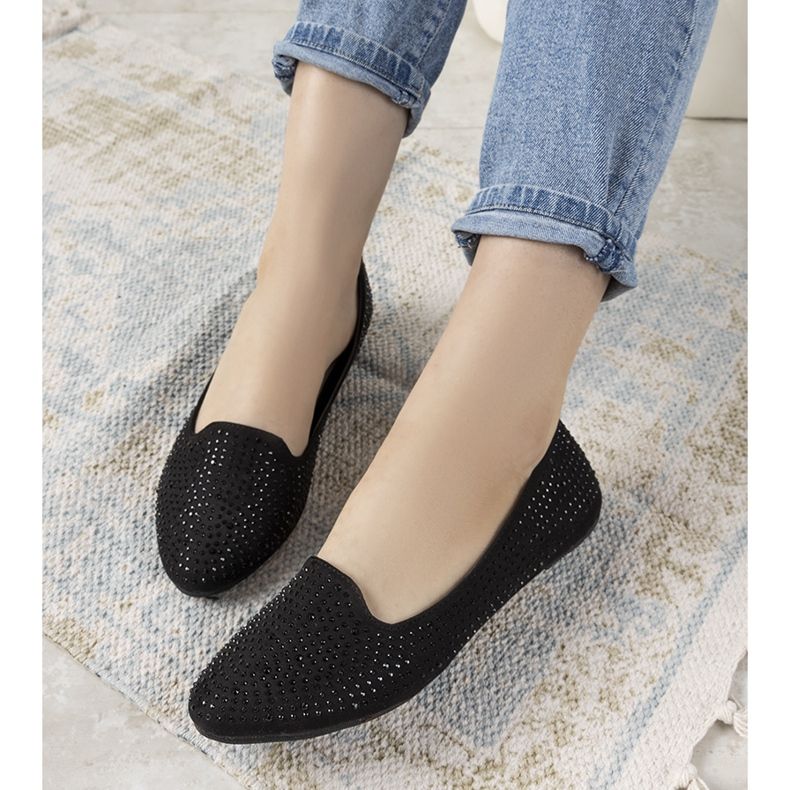 Ballerine nere adornate con zirconi Harriette nero 2