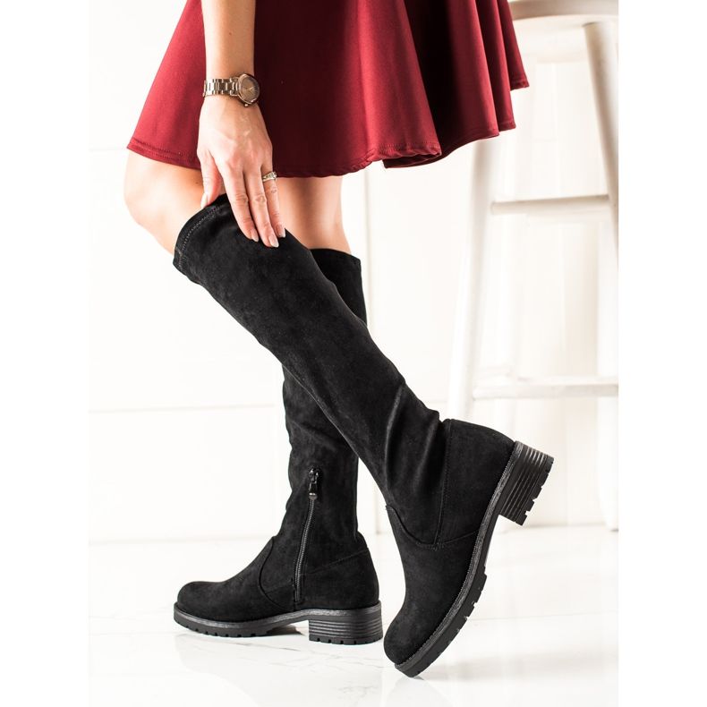 TRENDI Stivali casual in pelle scamosciata nero 1