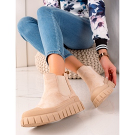 TRENDI Stivali Chelsea alla moda sulla piattaforma beige 2