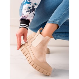 TRENDI Stivali Chelsea alla moda sulla piattaforma beige 1
