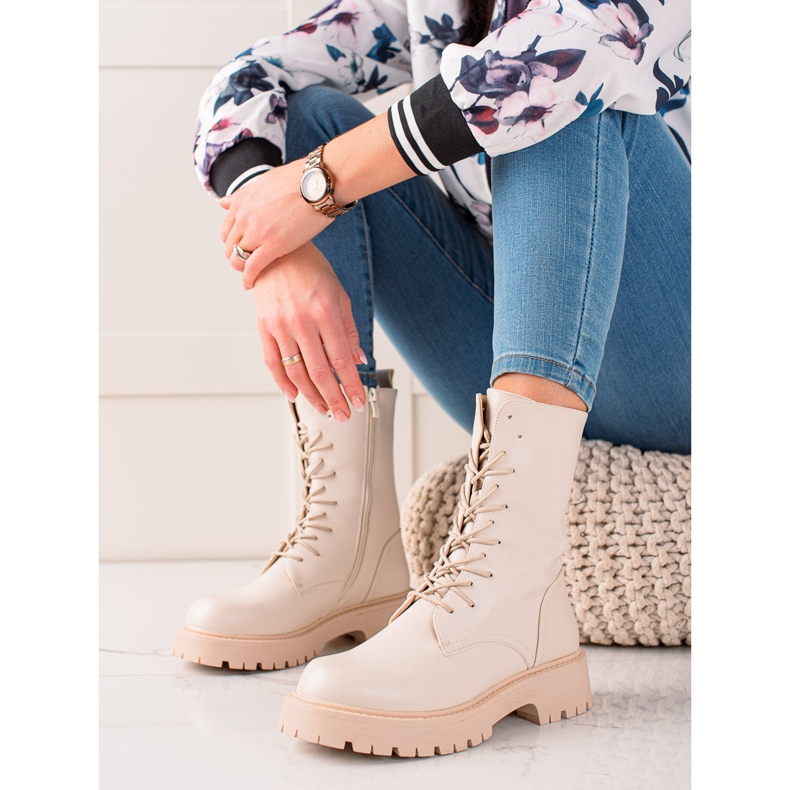 Bona Stivali beige Trapper in ecopelle 1