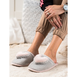 TRENDI Pantofole Con Un Cuore rosa d'argento grigio 1