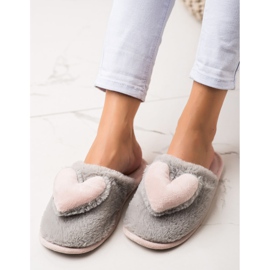 TRENDI Pantofole Con Un Cuore rosa d'argento grigio 2