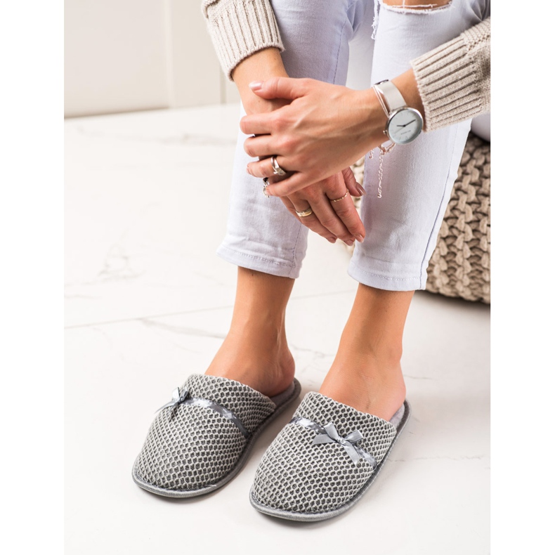 TRENDI Pantofole Grigie Con Fiocco d'argento grigio 1