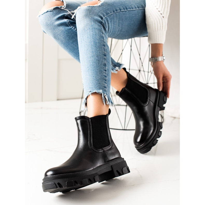 Seastar Stivaletti Chelsea alla moda sulla piattaforma nero 1