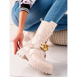 Seastar Stivali trapuntati di alta moda beige d'oro 1