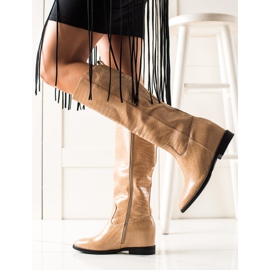 TRENDI Stivali Con Zeppa In Ecopelle beige 1