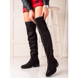 Lucky Shoes Stivali con ornamenti d'argento nero 1