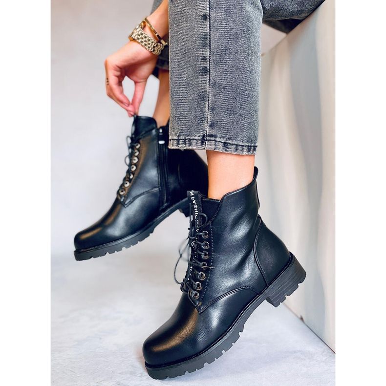 Ango Black lace-up lavoratori nero 1