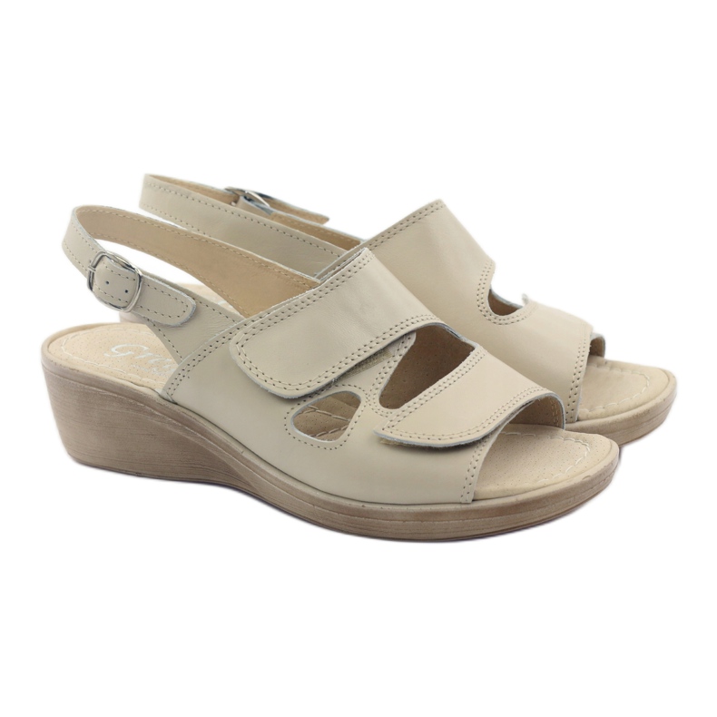 Sandali con zeppa da donna Gregors 592 beige 4