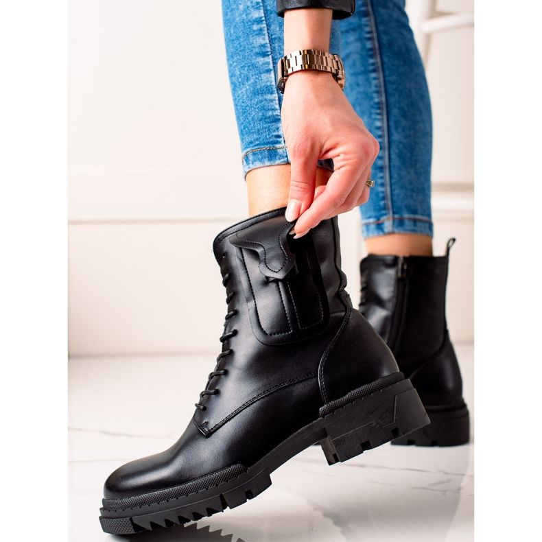W. Potocki Stivaletti Potocki classici con lacci nero 1