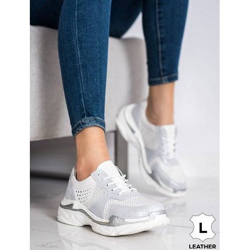 Goodin Sneakers In Pelle Con Glitter bianco 1