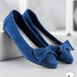 Filippo Ballerina In Pelle Con Fiocco blu 1