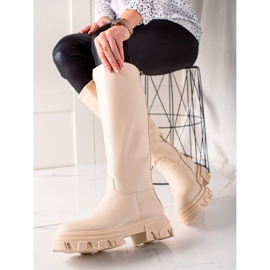 TRENDI Stivali Con Ecopelle Sulla Piattaforma beige 1