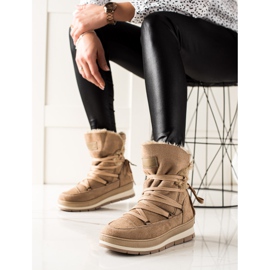 TRENDI Stivali da neve in pelle scamosciata marroni beige 1