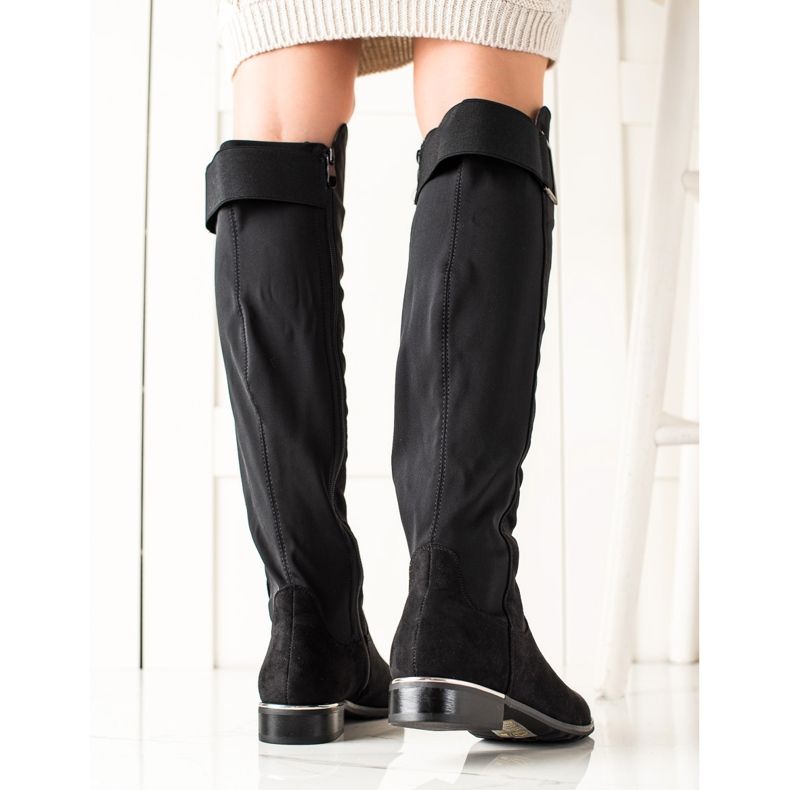 Queentina Stivali piatti alla moda nero 1