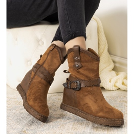 Stivali cammello da donna con zeppa calda Sherry marrone 1