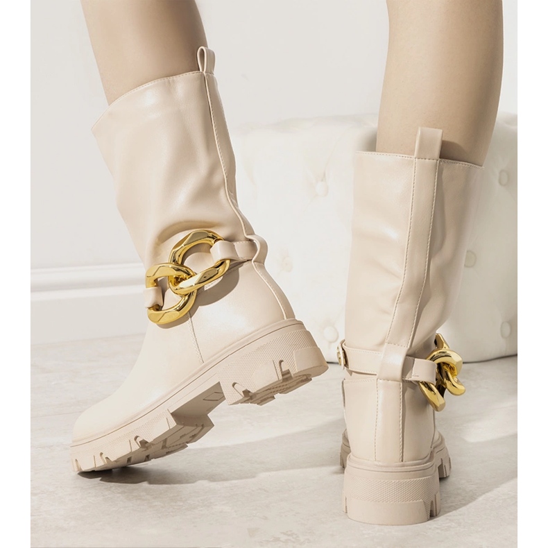 Stivali isolanti beige con catena Harrison 1