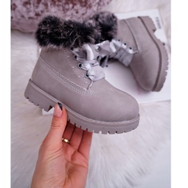 FRROCK Stivali per bambini riscaldati con pelliccia grigia Tesoro Trappers grigio 2