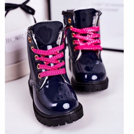 Stivali Bambini Riscaldati Con Pelliccia, Laccati Navy Pinkie blu navy 3