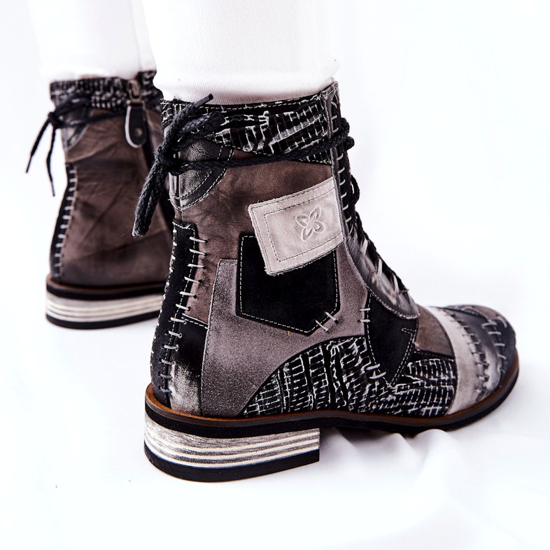 Stivali Jodhpur in pelle grigia Maciejka 05095-03 nero grigio 2