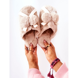 Pantofole In Pelliccia Con Pompon Beige Pamppies 1