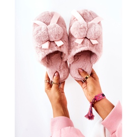 Pantofole In Pelliccia Con Pompon Rosa Pamppies 1
