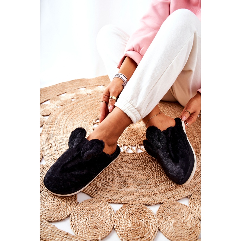Pantofole Di Pelliccia Con Orecchie Di Thorpe Nere nero 2