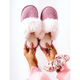 Pantofole rosa caldo con pelliccia Flamarin beige 1