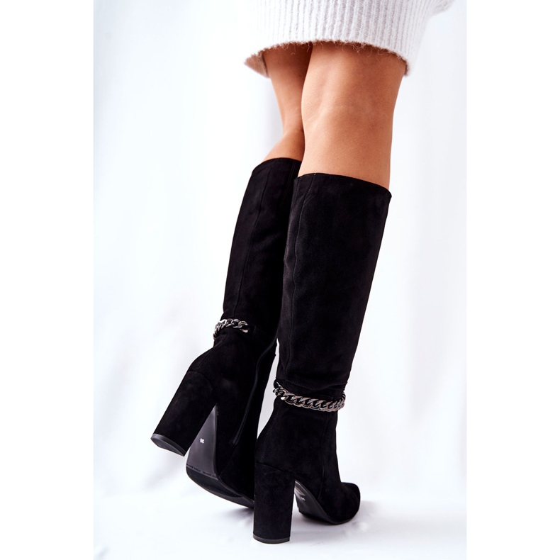 Stivali da donna in pelle scamosciata neri Laura Messi 2292 nero 1