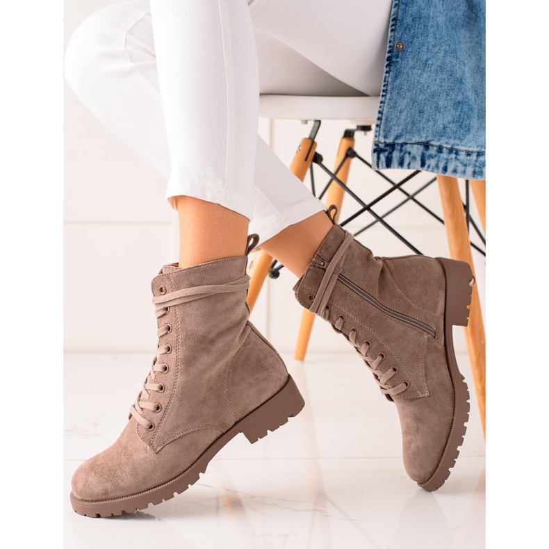 Bestelle Trapper in pelle scamosciata beige 1