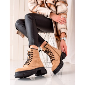 Super Me Trappers in pelle scamosciata beige 1