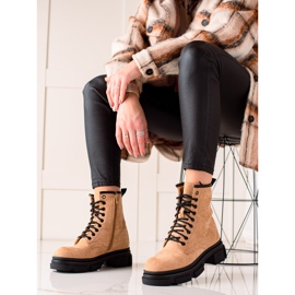 Super Me Trappers in pelle scamosciata beige 2