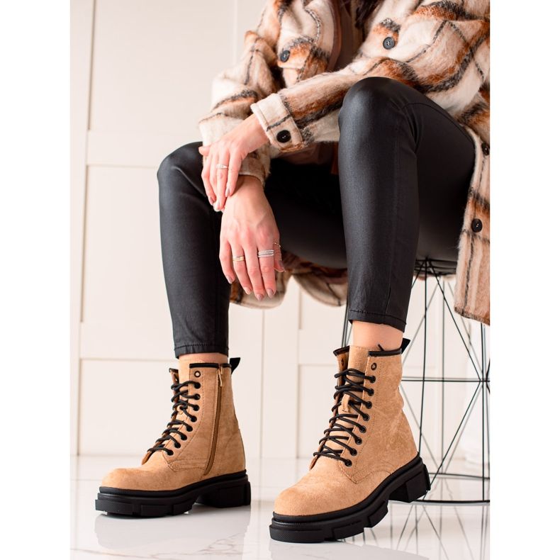Super Me Trappers in pelle scamosciata beige 2