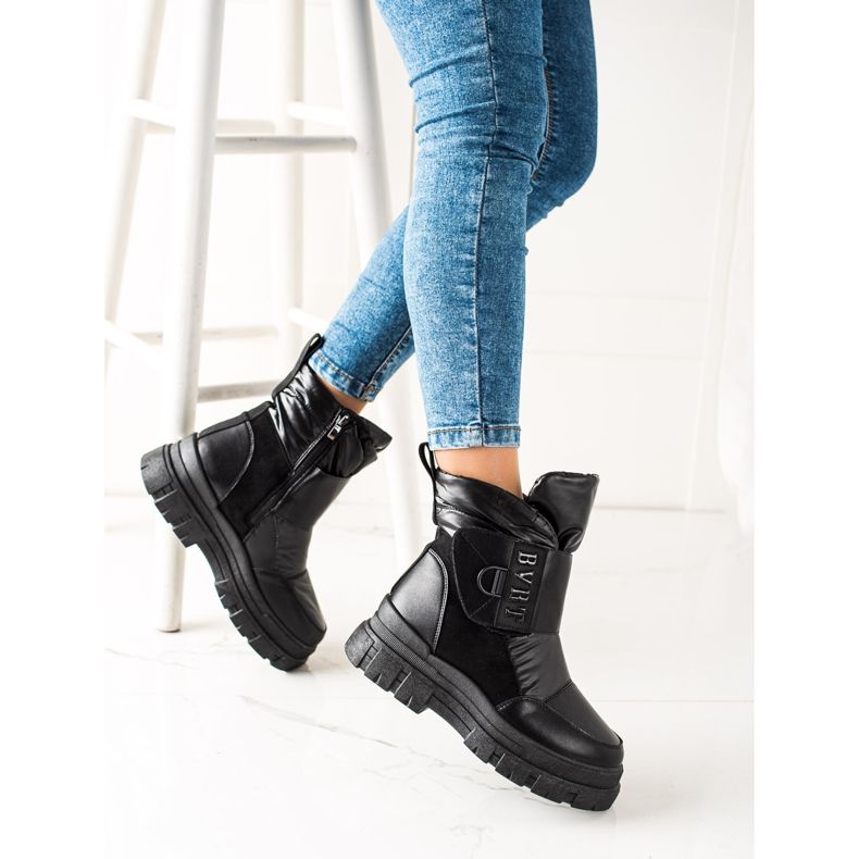 TRENDI Stivali da neve caldi con velcro nero 1