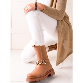 TRENDI Stivaletti alti con catena beige 1