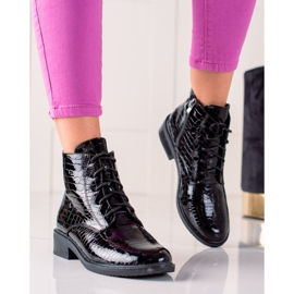 TRENDI Eleganti stivali stringati nero 1