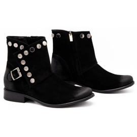 Exquisite Stivali da donna in pelle con borchie 1198 nero 2