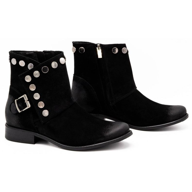 Exquisite Stivali da donna in pelle con borchie 1198 nero 2