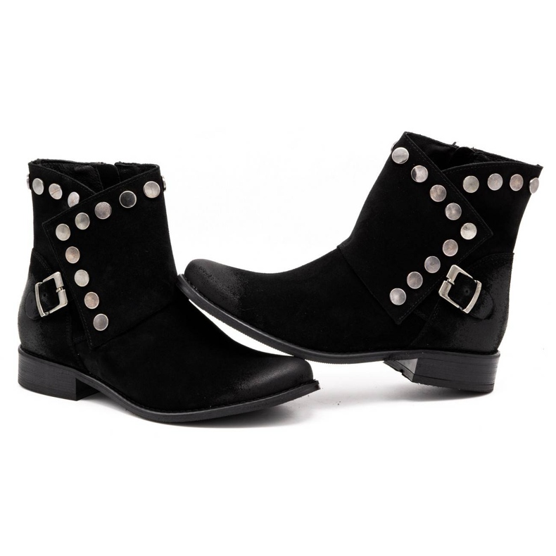 Exquisite Stivali da donna in pelle con borchie 1198 nero 3