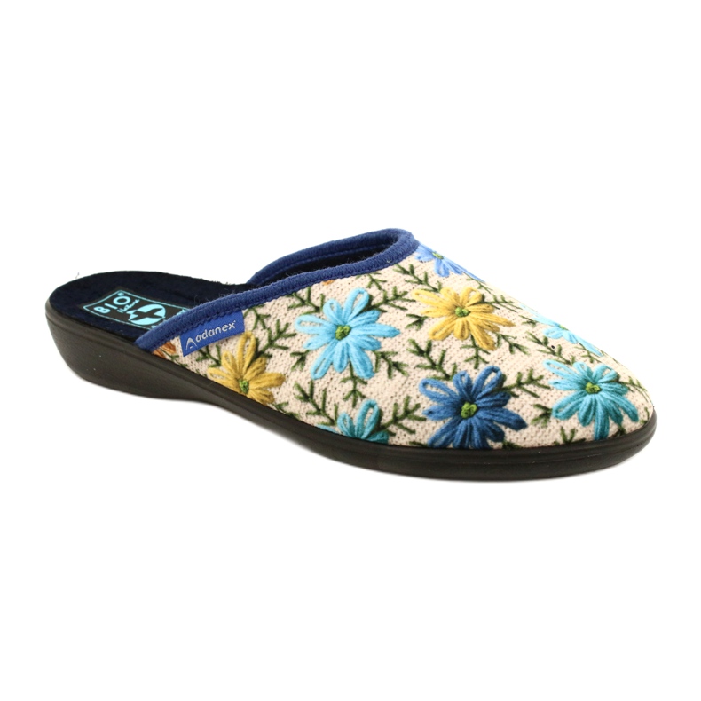 Ciabatte Donna Con Fiori Adanex 26743 Beige-Blu 1