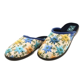 Ciabatte Donna Con Fiori Adanex 26743 Beige-Blu 3