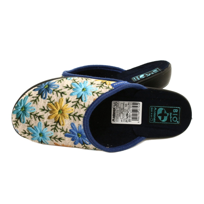 Ciabatte Donna Con Fiori Adanex 26743 Beige-Blu 5