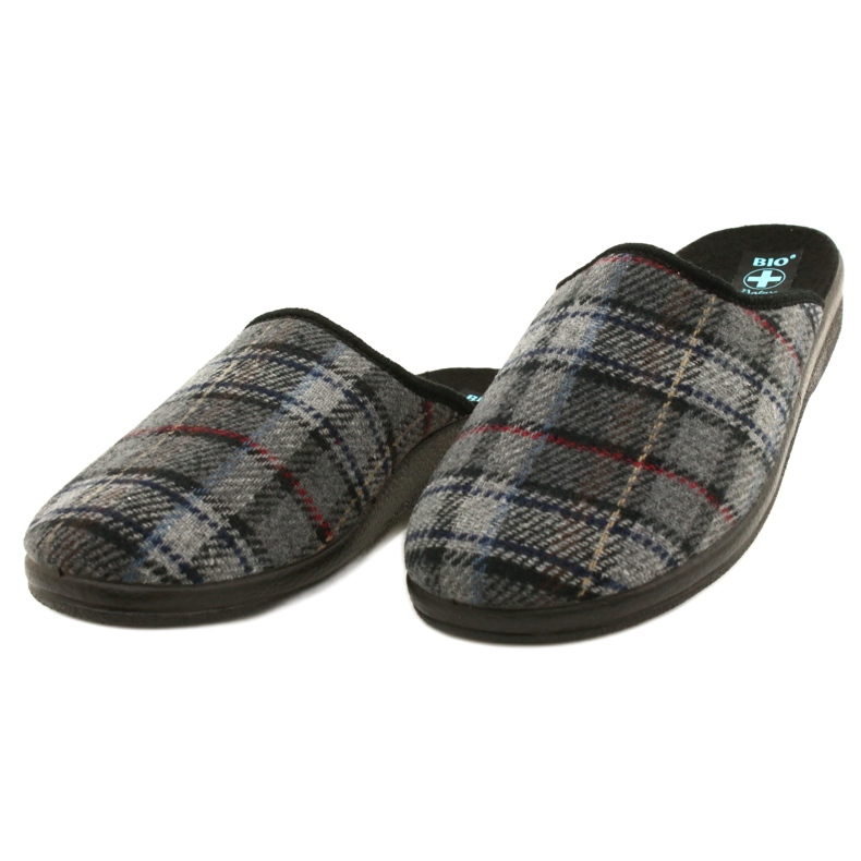 Pantofole da uomo a quadri Adanex 24162 nero grigio 2