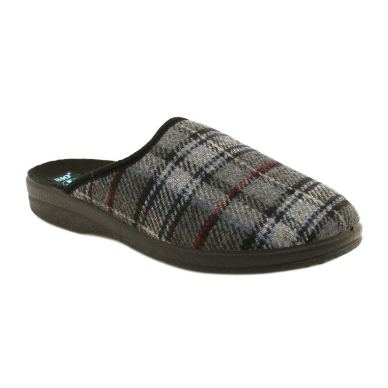 Pantofole da uomo a quadri Adanex 24162 nero grigio 1